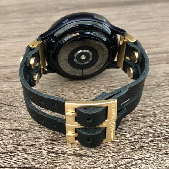 Black & Gold Leather Straps Galaxy 42mm Watch Band